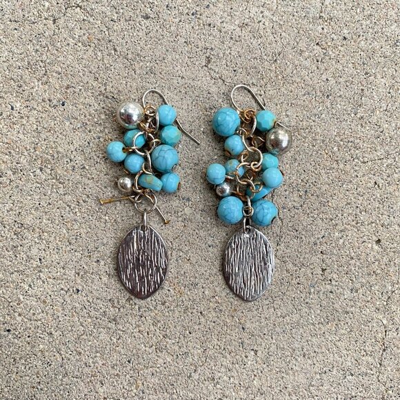 Dangling Turquoise Beaded Earrings - Picture 7 of 7